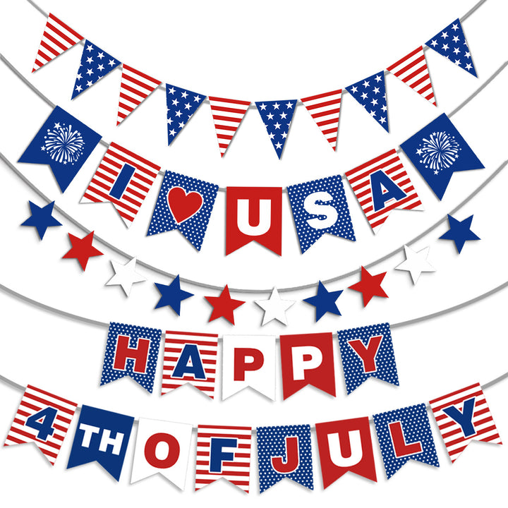 Unisex nan patriotic decorative bunting banner set with pre-strung USA letters and star garlands Bowlift
