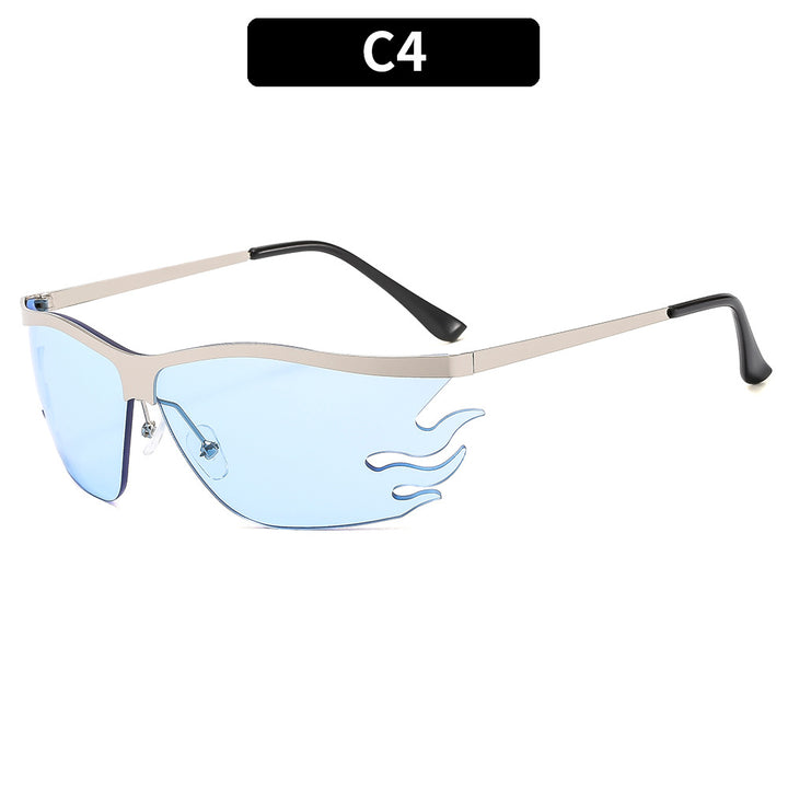 Avant-Garde Flame-Design Shield Sunglasses