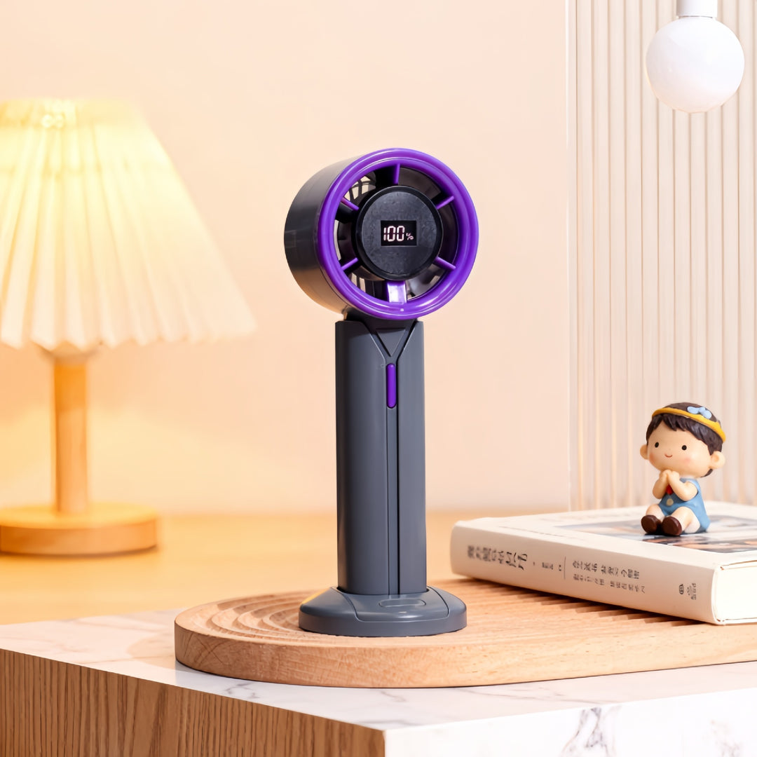 Ladies Portable Hand Fan with LCD Digital Display and USB Charging Function Bowlift