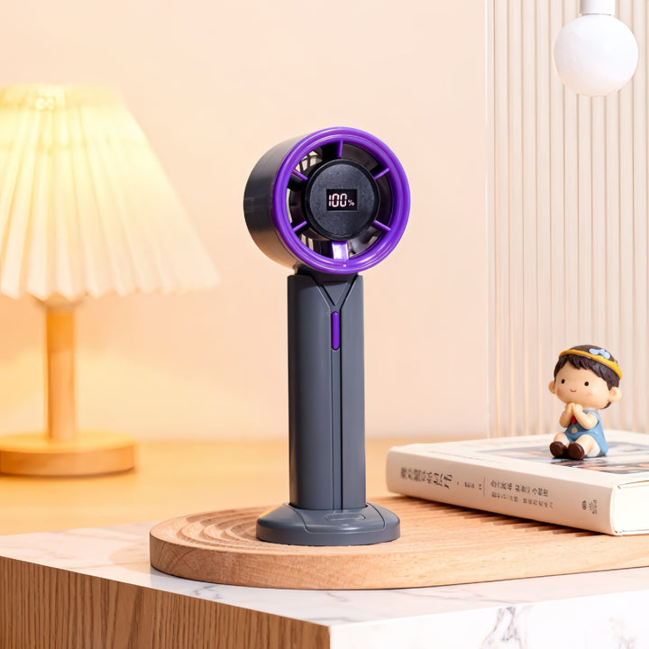Ladies Portable Hand Fan with LCD Digital Display and USB Charging Function Bowlift