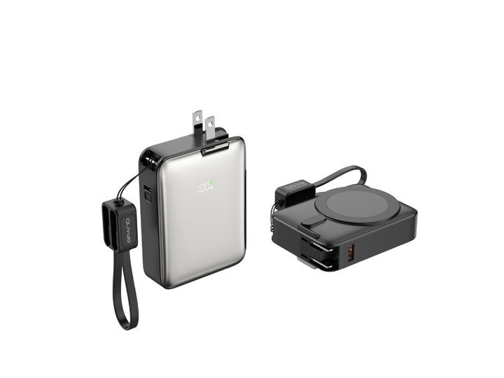 Portable power bank with integrated magnetic charger and smart LED display Bowlift