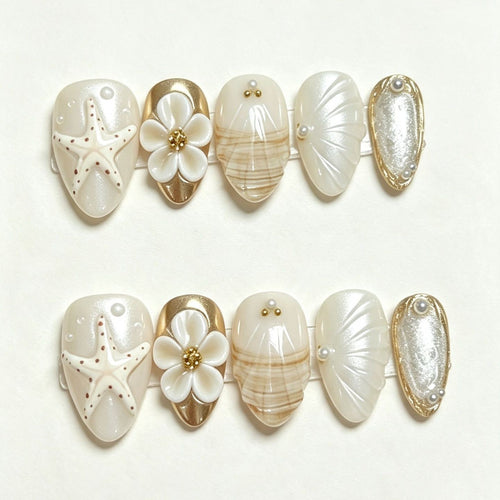 Artificial nail set with maritime motifs Bowlift