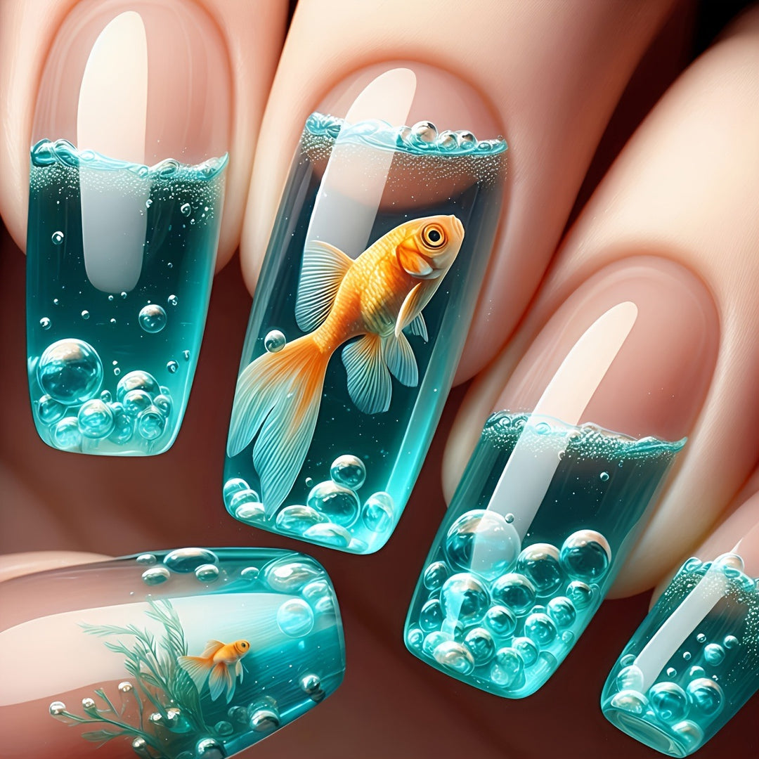 Artificial nails with Lively Water World motif Bowlift
