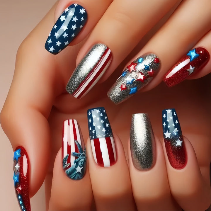 Creative Nail Art with Patriotic Design Bowlift