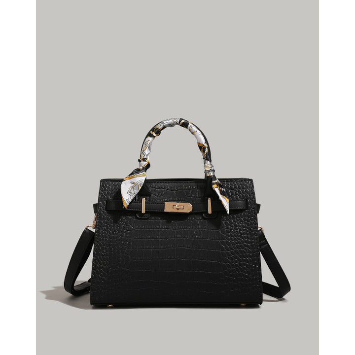Textured Crocodile-Patterned Handbag Bowlift