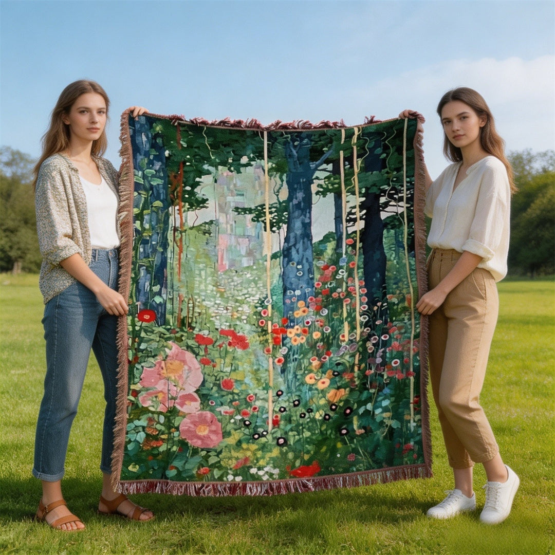 Artistic Floral Tapestry Blanket