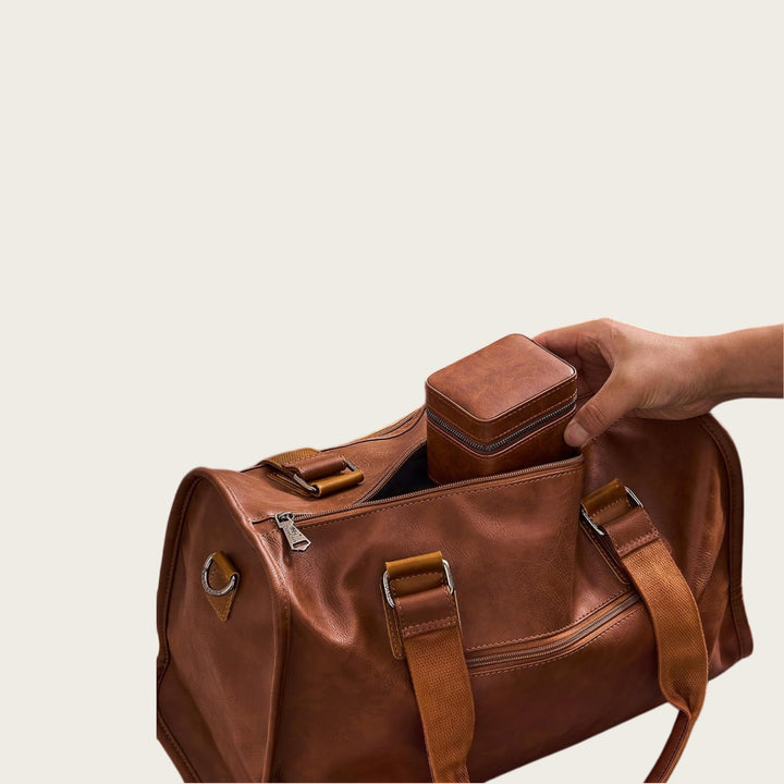 Leatherette Travel Watch Case with Suede-Lined Interior and Tool Pouch Bowlift