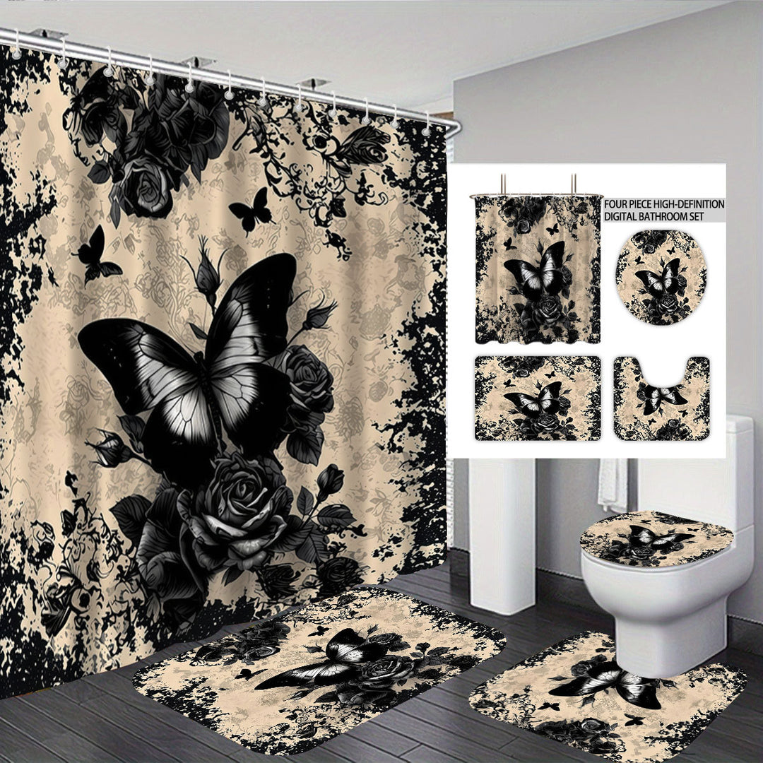 Artistic Skull and Floral Themed Bathroom Set Bowlift