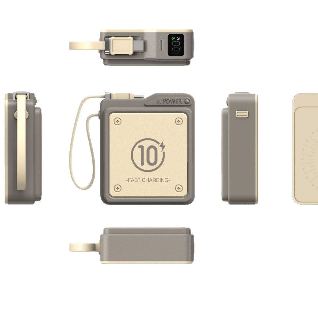 Compact fast charging power bank with digital charge level display Bowlift