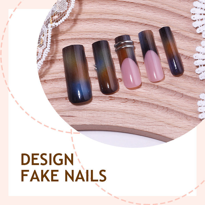 Artificial nail set with elegant gradient and decorative accents Bowlift
