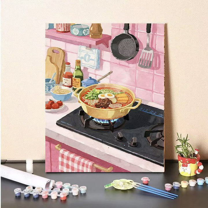 DIY Kitchen Scene Paint by Numbers Canvas Art Bowlift
