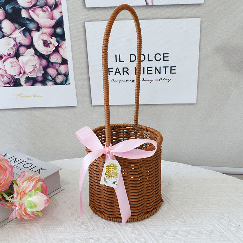 Elegant Handcrafted Rattan Tote Basket Bowlift