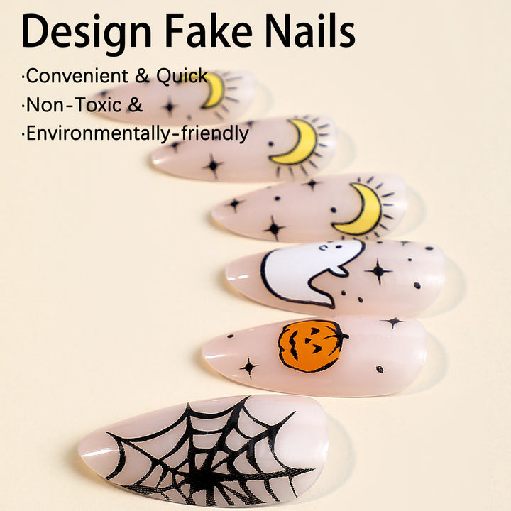 Creative Halloween Nail Art Set with Spider and Ghost Design Bowlift