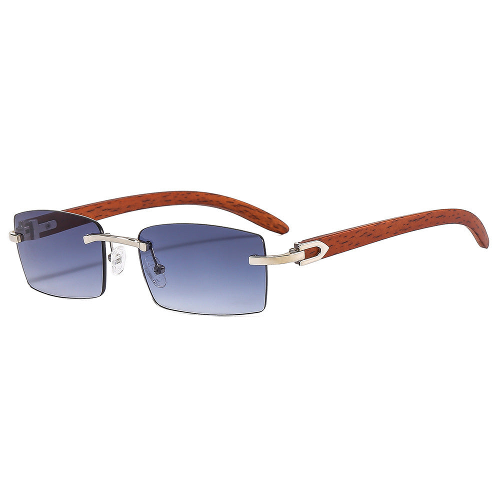 Stylish Wooden-Handled Square Sunglasses Bowlift