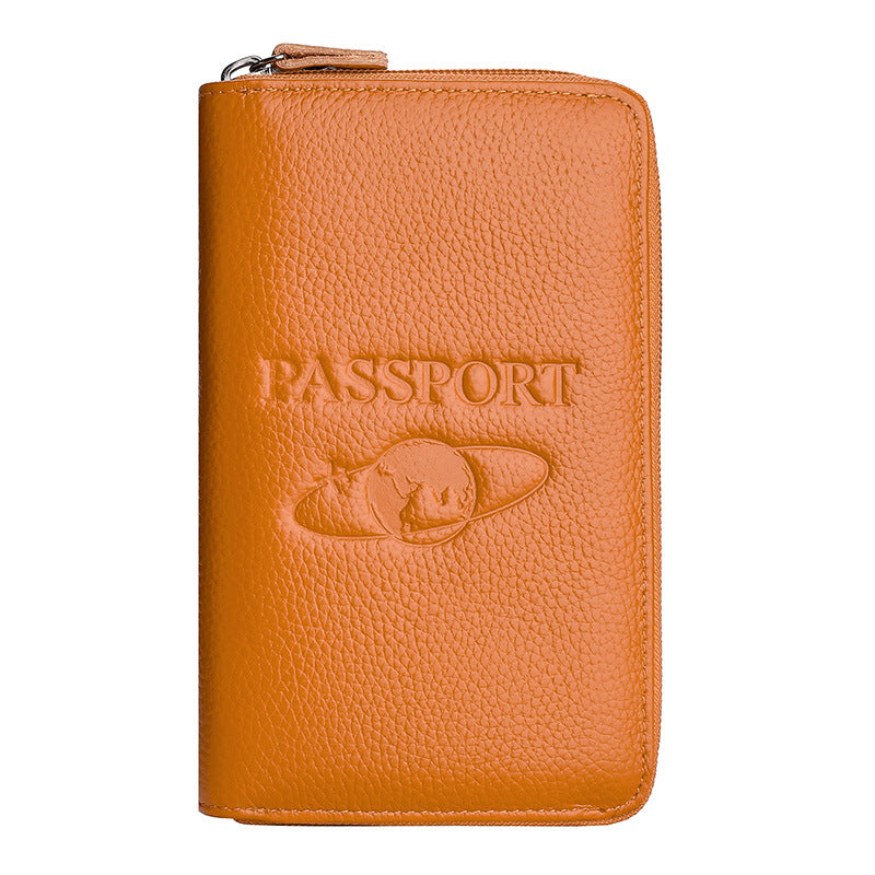 Elegant Zippered Leather Passport Holder