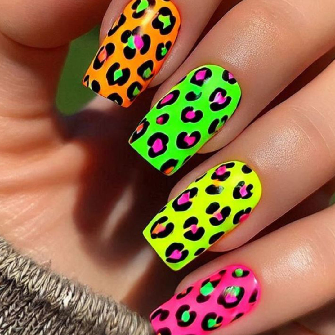 Neon Leopard Print Nail Art Extensions Bowlift