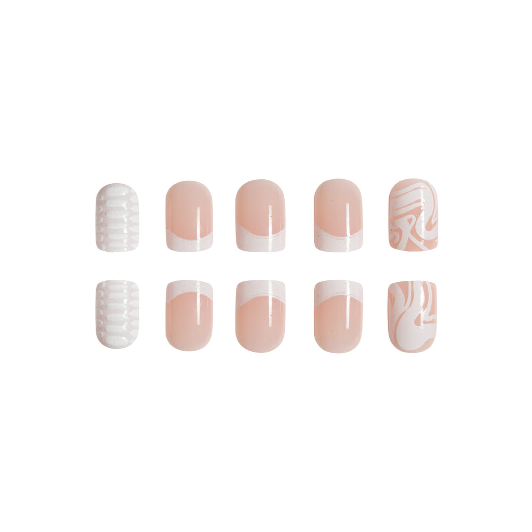 Artistic Acrylic Nail Extensions with Marble Design Bowlift