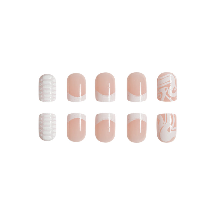 Artistic Acrylic Nail Extensions with Marble Design Bowlift