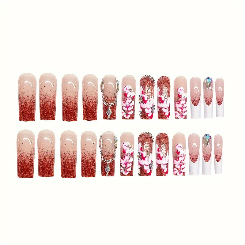Designer Floral Acrylic Nail Art Bowlift