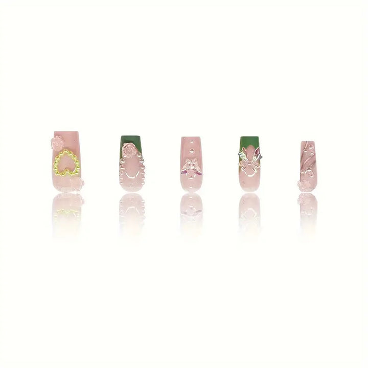 Decorative Acrylic Floral Press-On Nail Art Bowlift