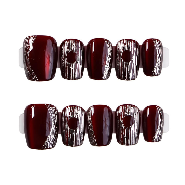 Chic Almond-Shaped Press-On Nail Set with Elegant Silver Accents Bowlift
