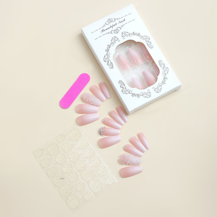 Artificial nail set with elegant glitter and flower decorations Bowlift