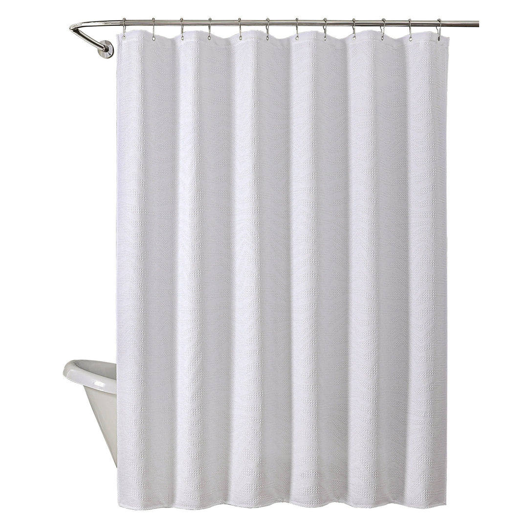 Textured Leaf Pattern Shower Curtain Bowlift