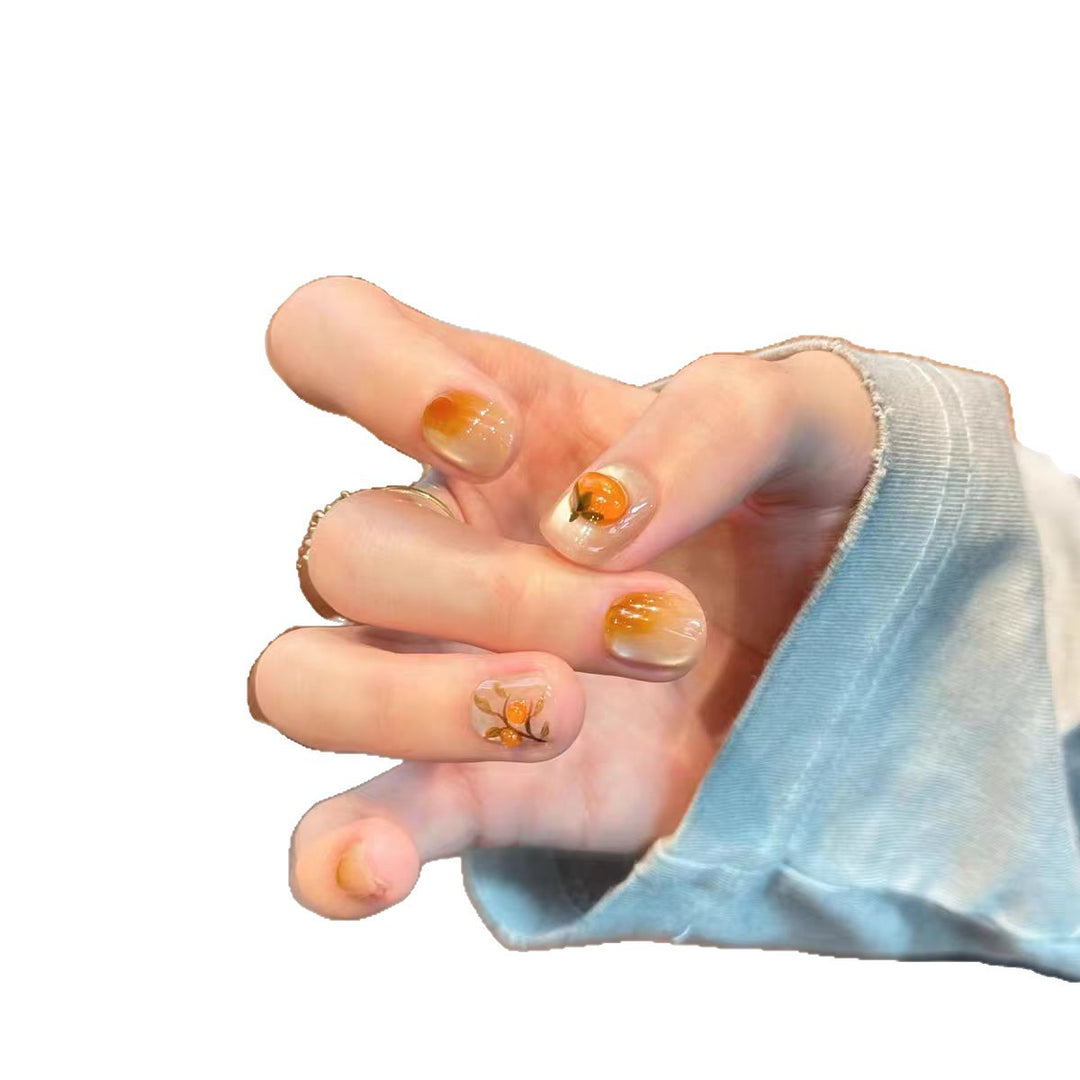 Premium Artistic Press-On Nail Set with Glittering Floral Accents Bowlift