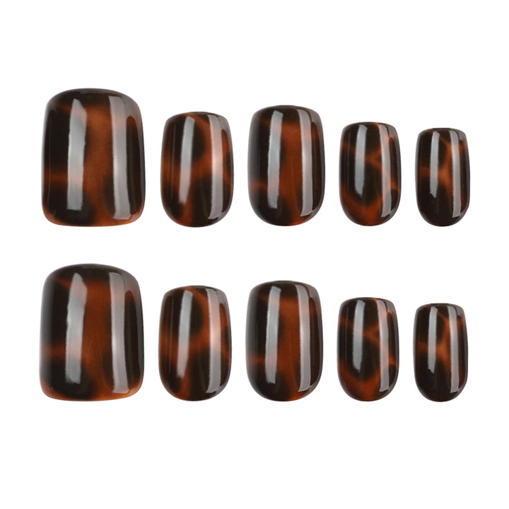 Artificial nail extensions with elegant tortoiseshell decor Bowlift
