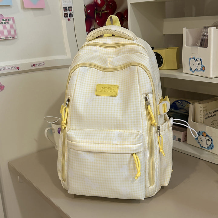 Stylish Checked Print Casual Backpack Bowlift