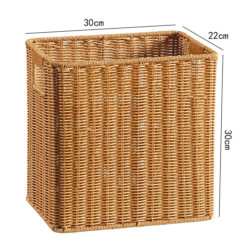 Handwoven Rectangular Storage Basket with Cutout Handles Bowlift