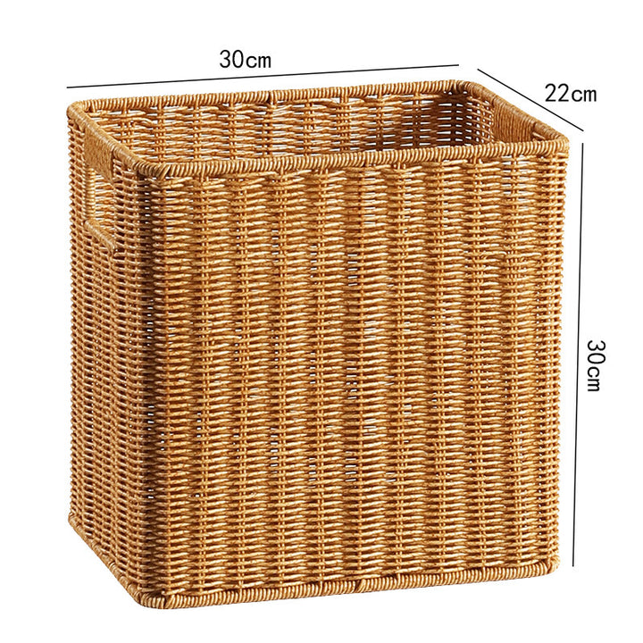 Handwoven Rectangular Storage Basket with Cutout Handles Bowlift