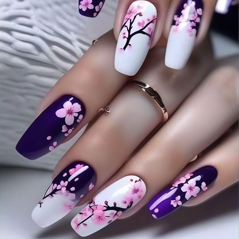 Artificial Nail Set with Floral Accents Bowlift