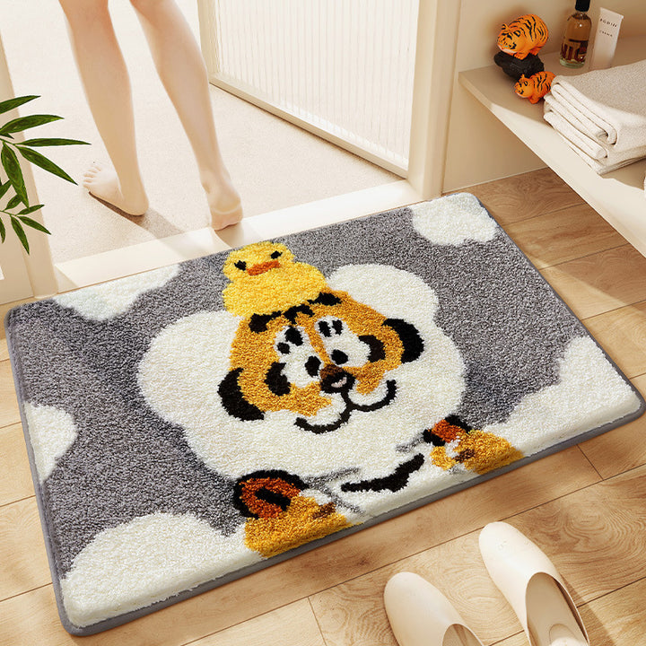 Playful Cartoon Tiger Bath Mat Bowlift