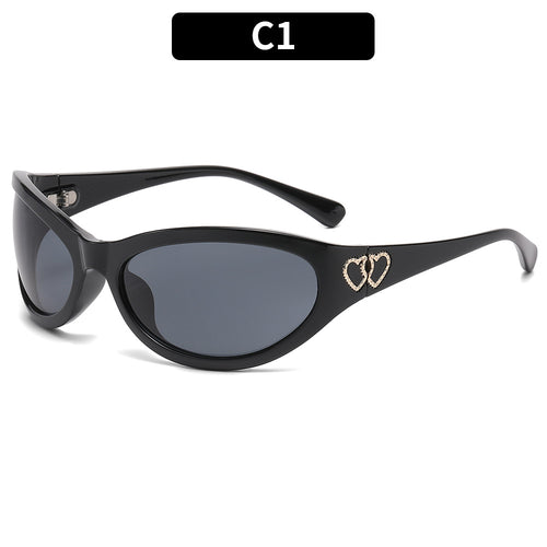Elegant Heart-Accent Cat-Eye Sunglasses