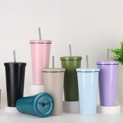 Women's stainless steel drinking cup with straw Bowlift