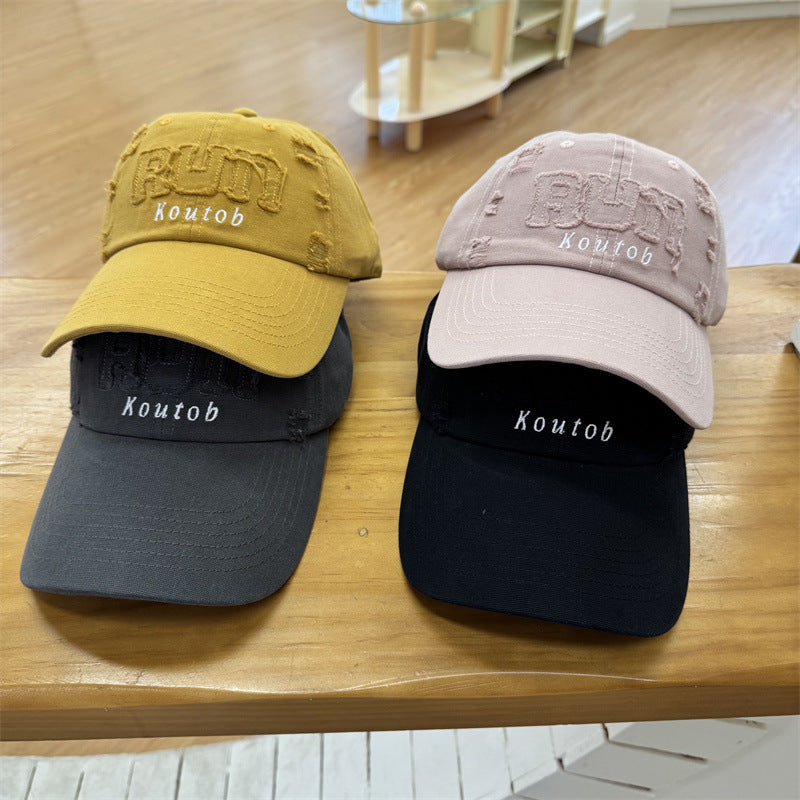 Men's Distressed Embroidered Baseball Cap Bowlift