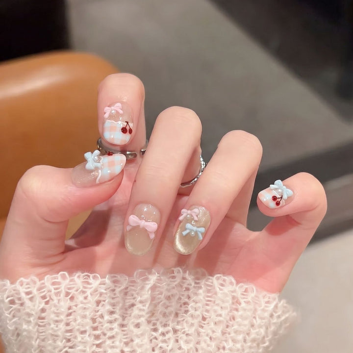 Artistic Stiletto Press-On Nail Set with Unique Design Elements Bowlift