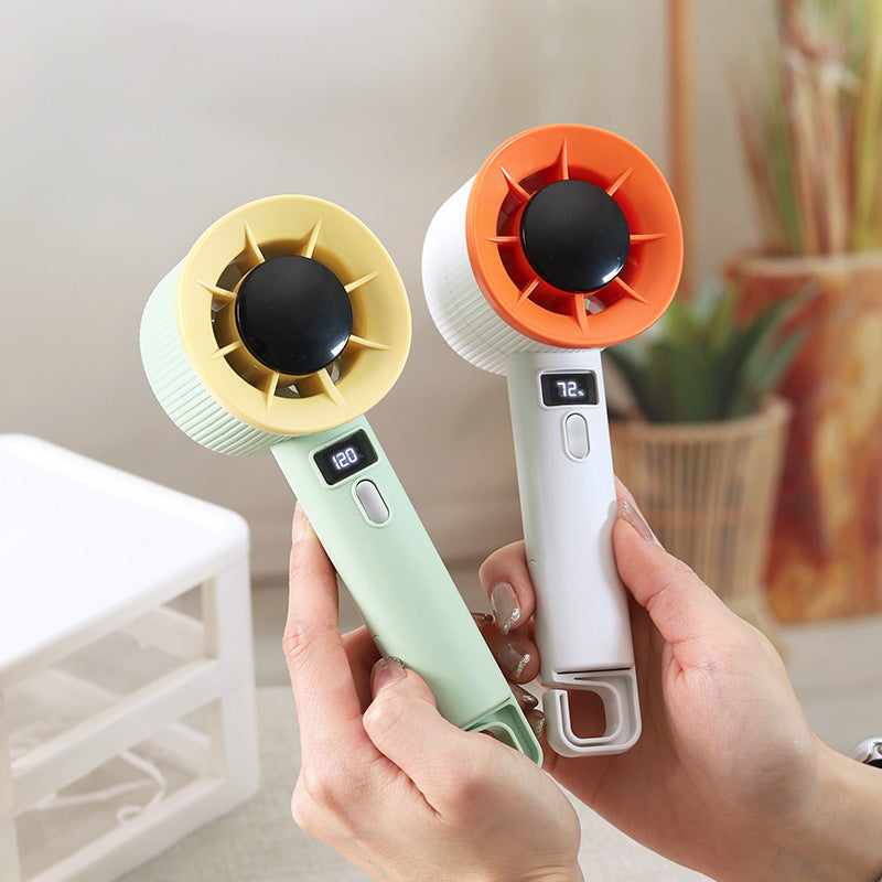 Unisex Portable Hand Fan with Digital Speed Display Bowlift