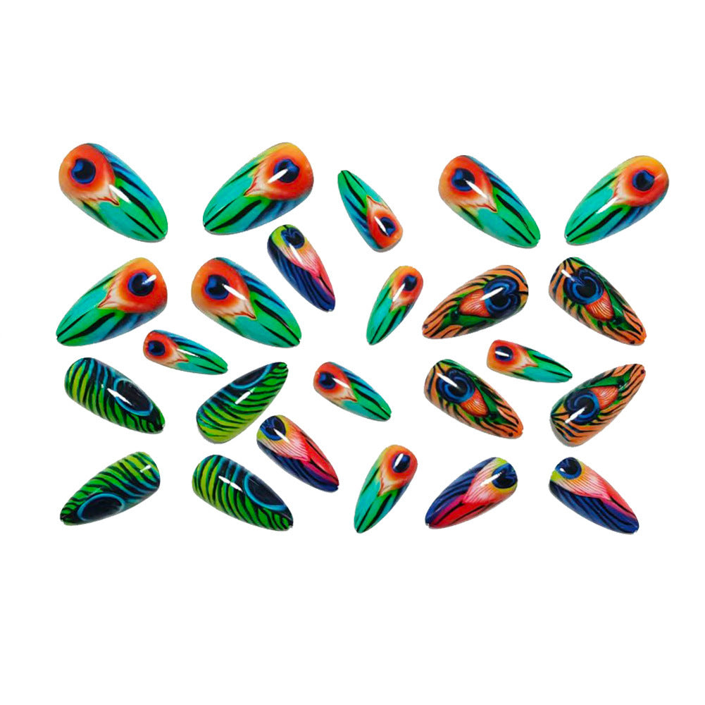 Creative artificial nails with peacock pattern Bowlift