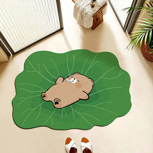 Cartoon Bear-Themed Bath Mat