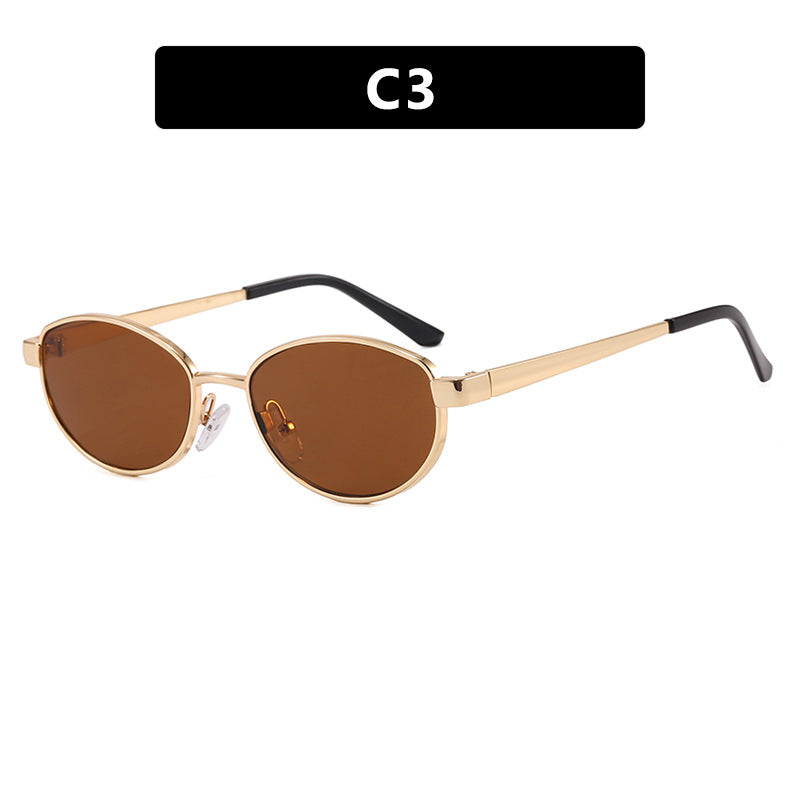 Women's fashionable sunglasses in an elegant oval design with a high-quality metal frame Bowlift