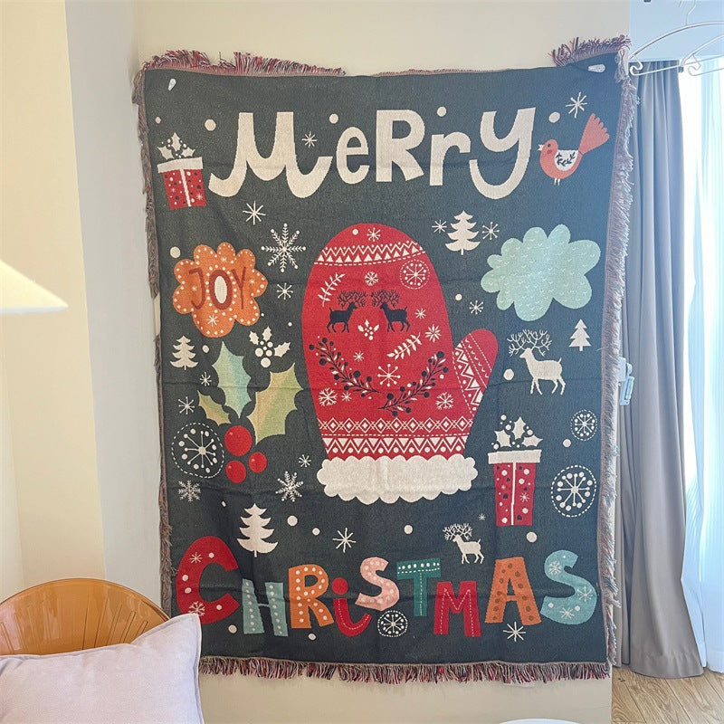 Cozy Holiday-Themed Tapestry Blanket
