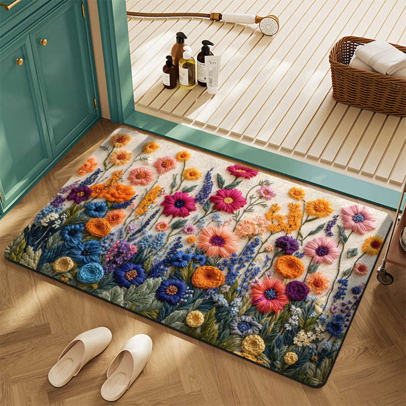 Floral Motif Bath Mat Bowlift