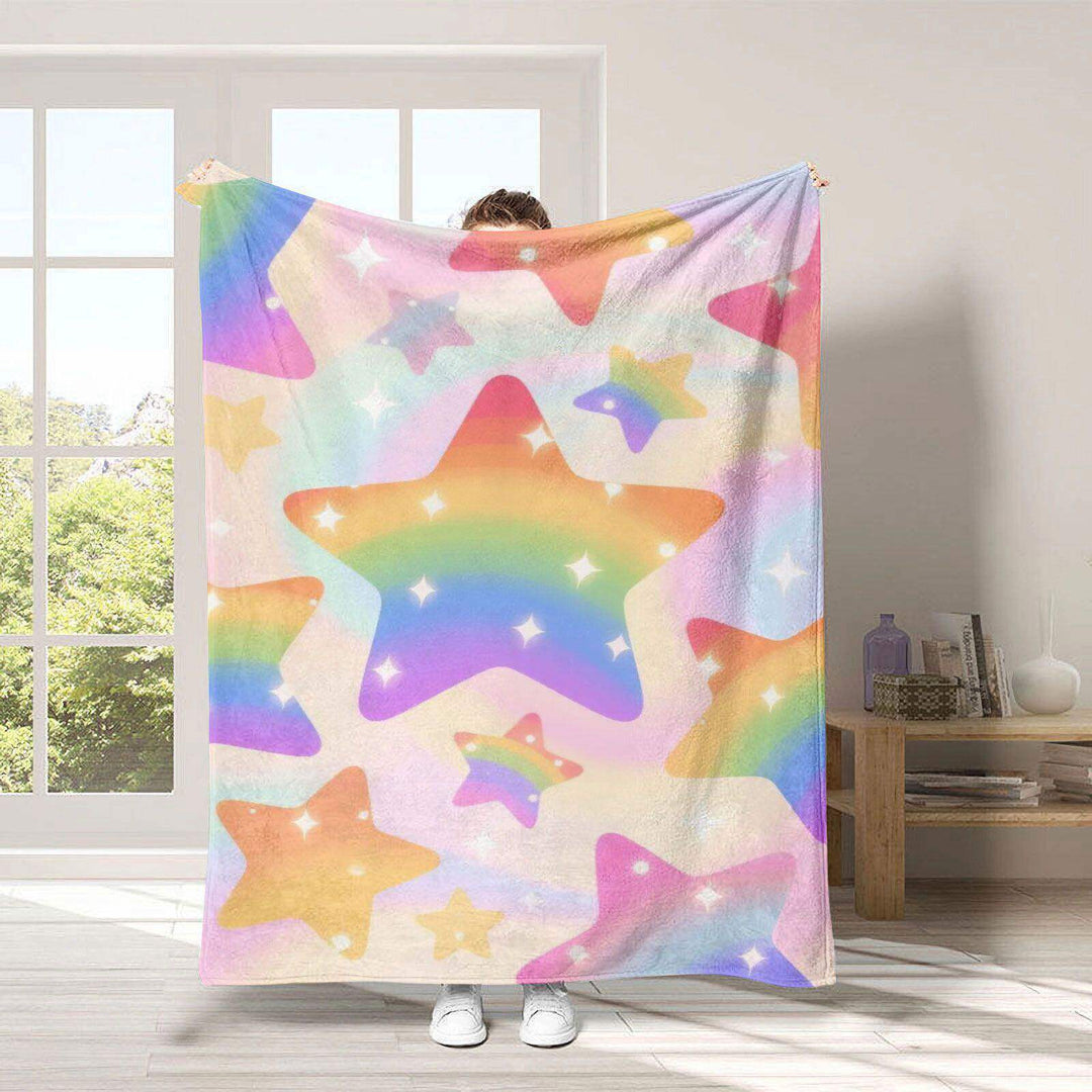 Cozy Rainbow-Themed Fleece Throw Blanket