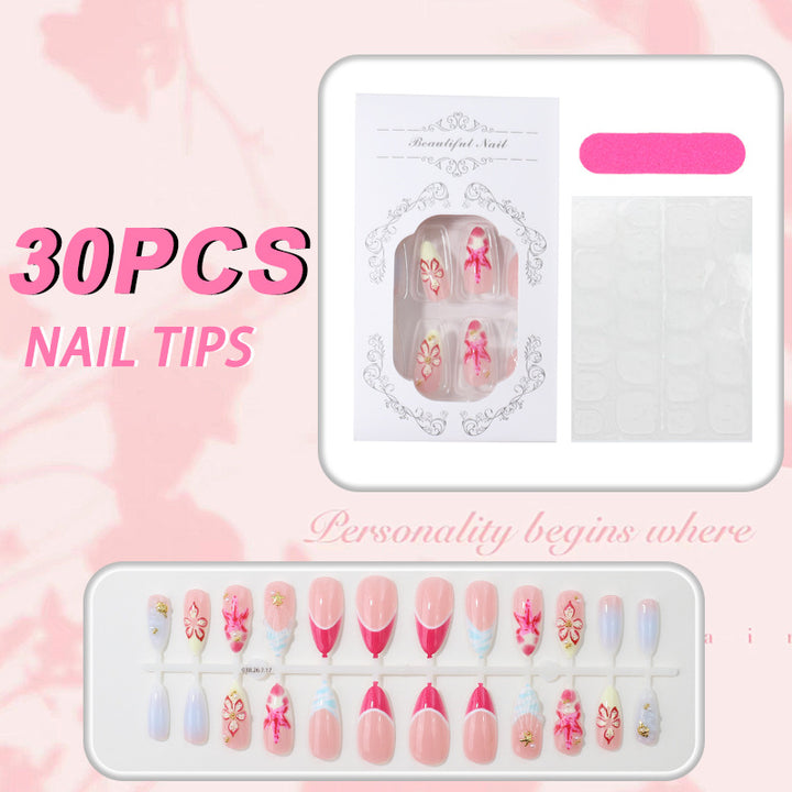 Artistic Floral Press-On Nail Tips Bowlift