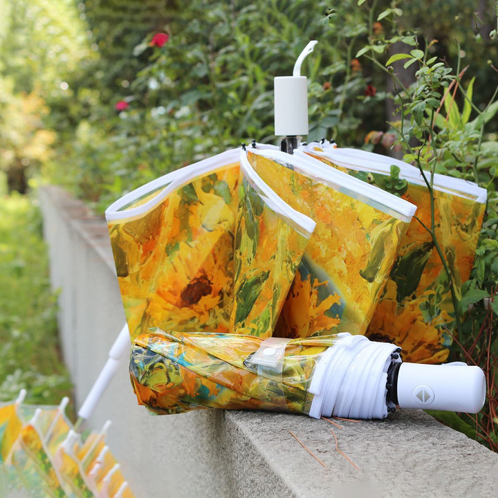 Women's collapsible umbrella with playful sunflower design Bowlift