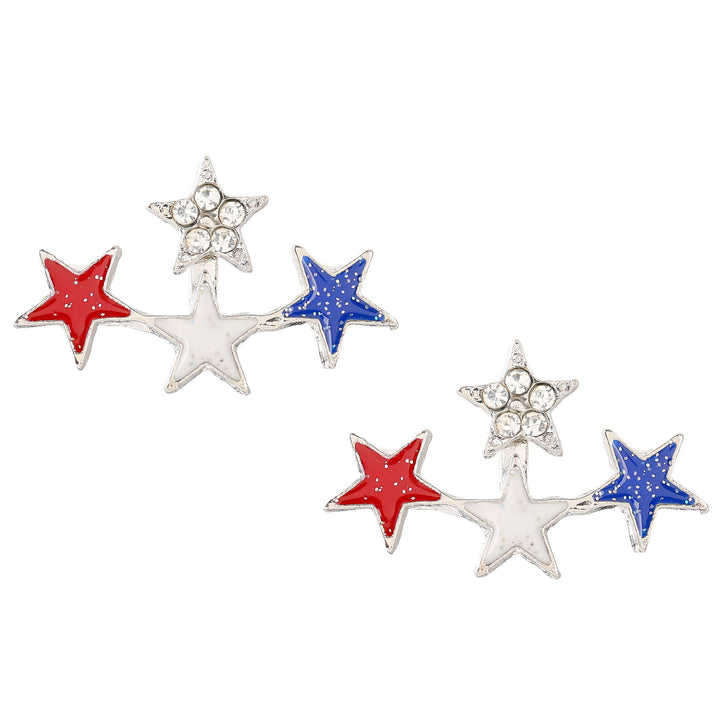Women's nan patriotic horseshoe enamel dangle earrings with star-accented design and fishhook findings Bowlift