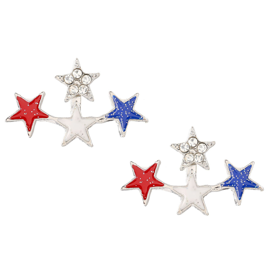 Ladies enamel earrings horseshoe with star stripe motif Bowlift
