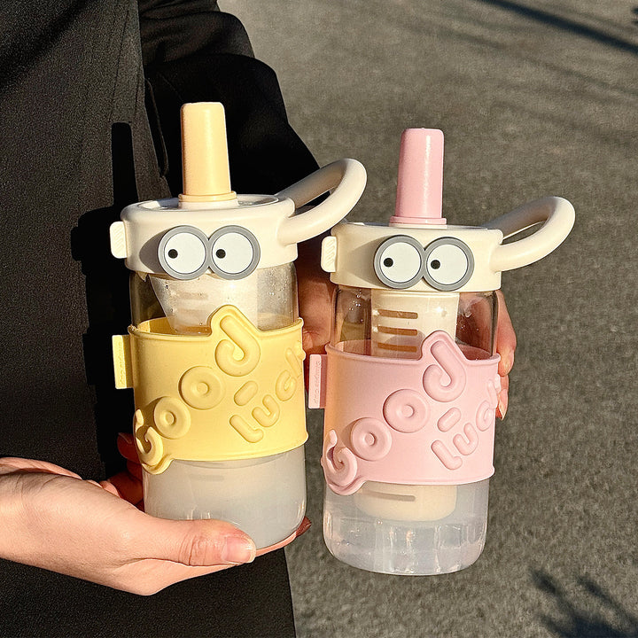 Women's water bottle with interactive straw and emotion Bowlift